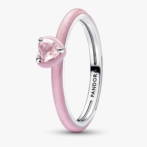 Pandora Pink Heart Stone Enamel Ring